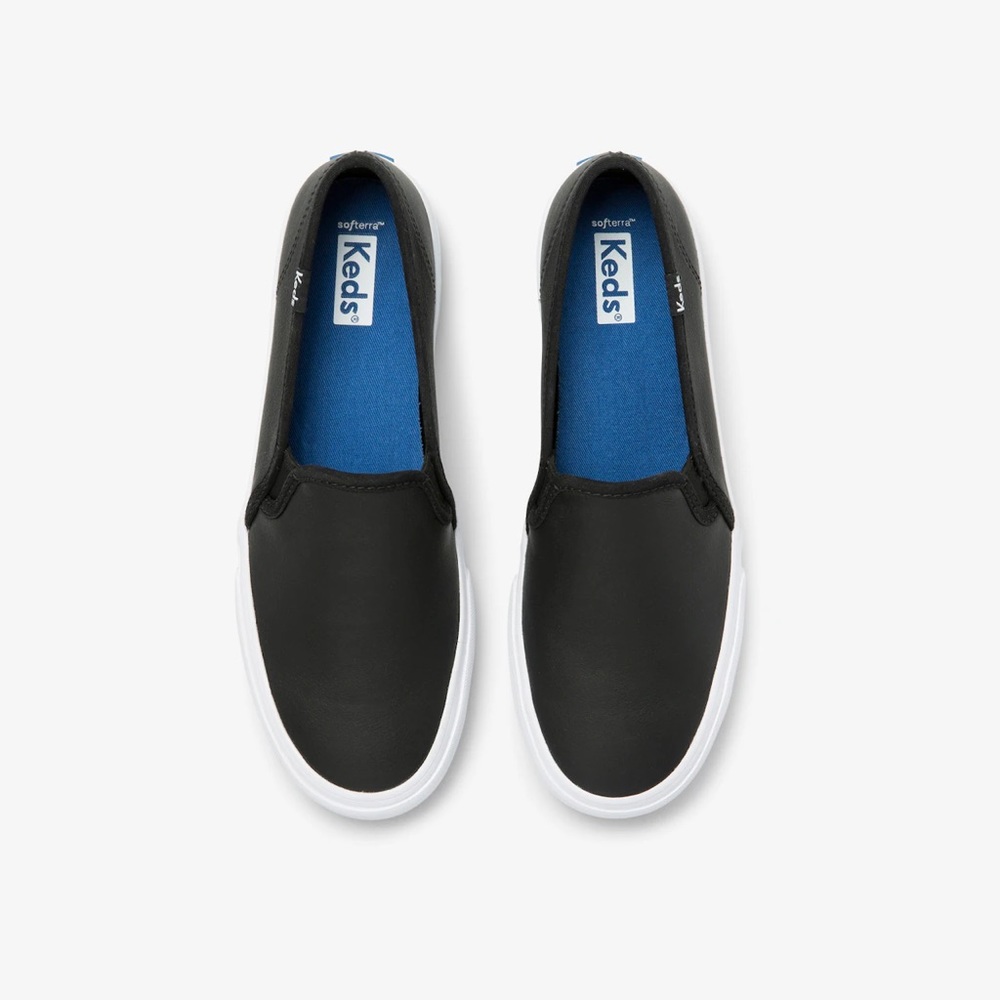 Keds Double Decker Leather Slip On black Size 8 NWoT